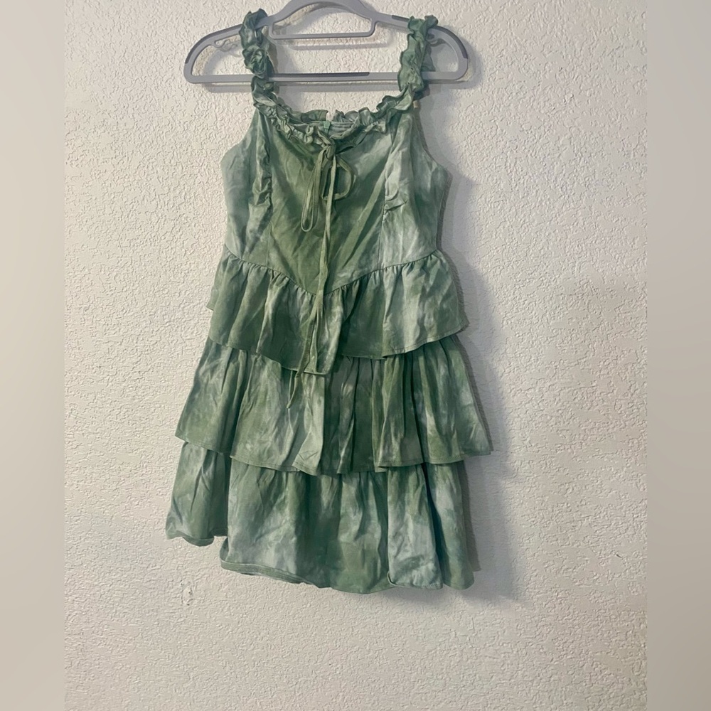 Cider Women’s Sage tiered Ruffle mini Fairy like whimsical Dress size M